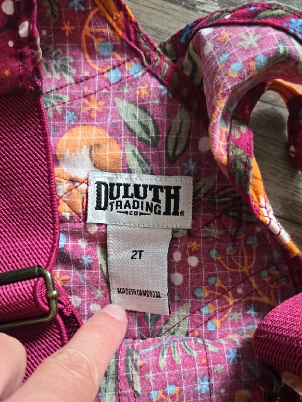 Duluth Trading Co Pink Floral Fox Print Kids Overalls - Picture 4 of 5